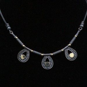 STERLING SILVER MEXICO VERMEIL BLACKENED TARNISHED TWO TONE MODERNIST NECKLACE